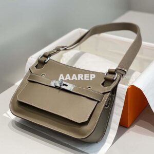 Replica Hermes 316413 Jyspiere Leather Hermes bags Elephant gray H900913 2