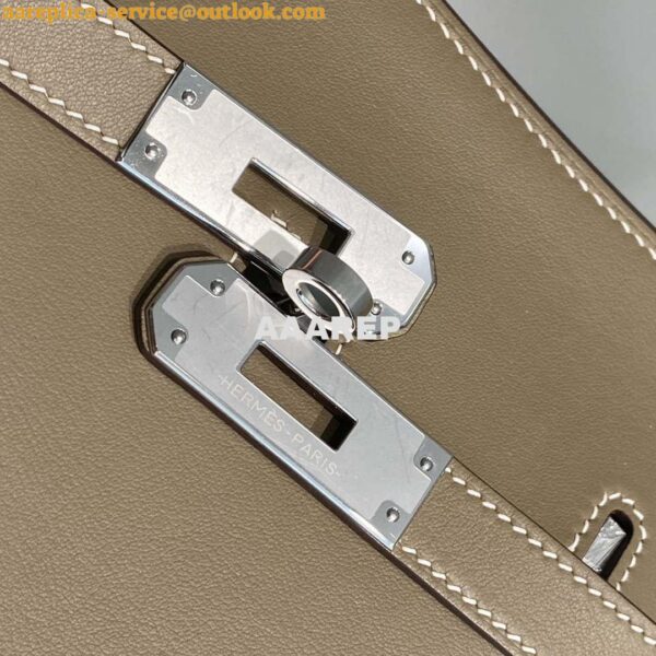 Replica Hermes 316413 Jyspiere Leather Hermes bags Elephant gray H900913 6