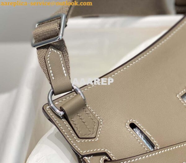 Replica Hermes 316413 Jyspiere Leather Hermes bags Elephant gray H900913 8