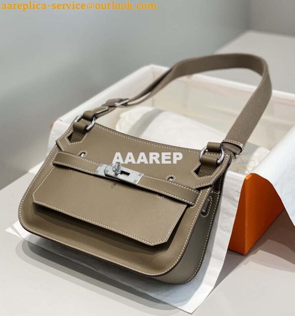 Replica Hermes 316413 Jyspiere Leather Hermes bags Elephant gray H900913 4