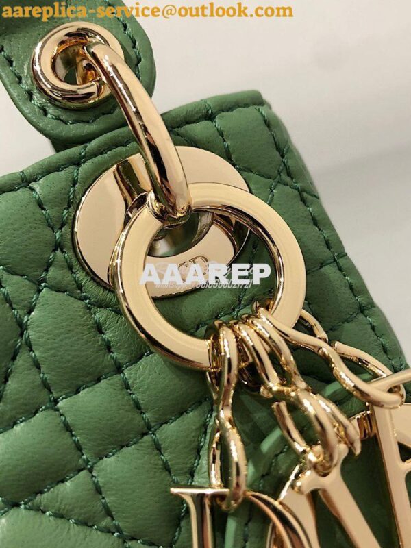 Replica Micro Lady Dior Bag Mint Green Cannage Lambskin S0856 5