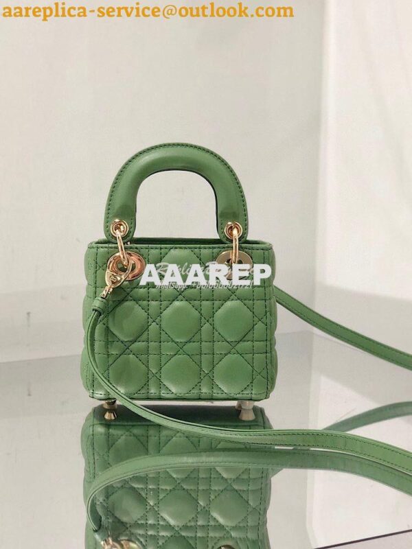 Replica Micro Lady Dior Bag Mint Green Cannage Lambskin S0856 9