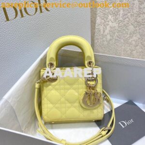 Replica Micro Lady Dior Bag Pale Yellow Patent Cannage Calfskin S0856