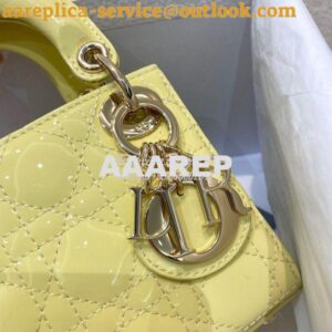 Replica Micro Lady Dior Bag Pale Yellow Patent Cannage Calfskin S0856 2