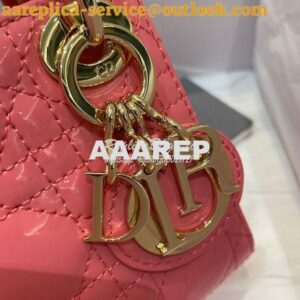 Replica Micro Lady Dior Bag Peony Pink Patent Cannage Calfskin S0856 2