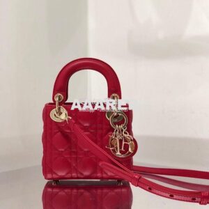 Replica Micro Lady Dior Bag Red Cannage Lambskin S0856