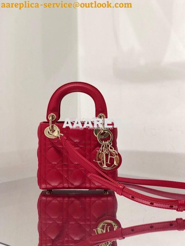 Replica Micro Lady Dior Bag Red Cannage Lambskin S0856 3