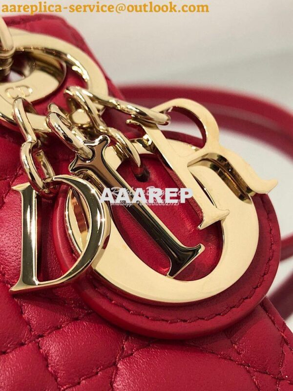 Replica Micro Lady Dior Bag Red Cannage Lambskin S0856 4