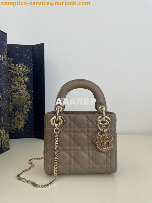 Replica Mini Lady Dior Bag Quilted Natural Lambskin Leather with Tonal 3