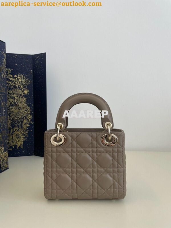 Replica Mini Lady Dior Bag Quilted Natural Lambskin Leather with Tonal 6