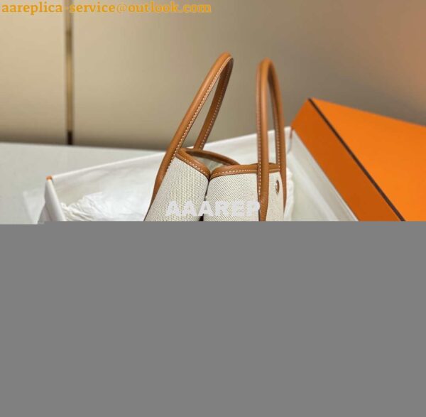 Replica Hermes Beige Canvas and Brown leather Garden Party 30cm Bag H239052 2