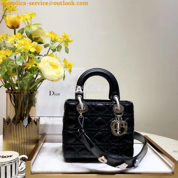 Replica My Lady Dior Bag Lambskin with Customisable Shoulder Strap Bla 3