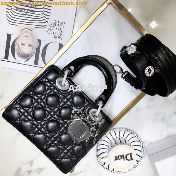 Replica My Lady Dior Bag Lambskin with Customisable Shoulder Strap Bla 4