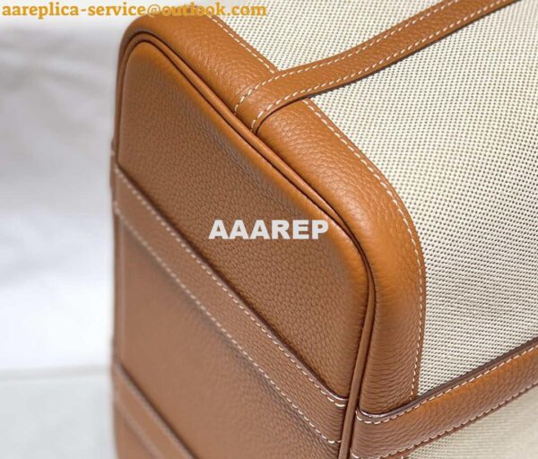 Replica Hermes Beige Canvas and Brown leather Garden Party 30cm Bag H239052 4