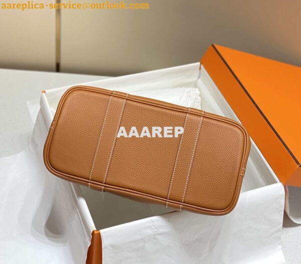 Replica Hermes Beige Canvas and Brown leather Garden Party 30cm Bag H239052 5