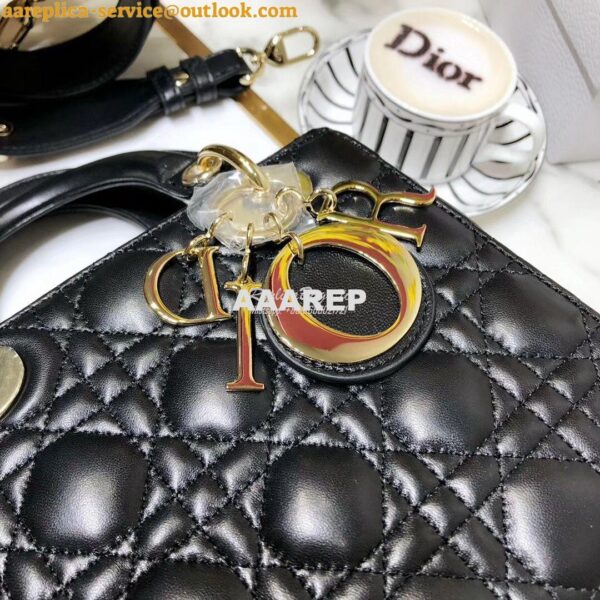 Replica My Lady Dior Bag Lambskin with Customisable Shoulder Strap Bla 12