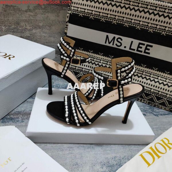 Replica Dior Women's Shoes dior gem heeled sandal KCQ701PRM Black 7