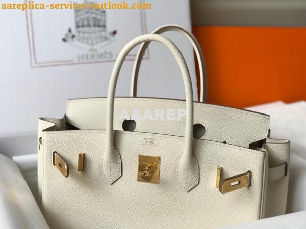 Replica Hermes Birkin Designer Tote Bag Epsom Leather 28355 White 5