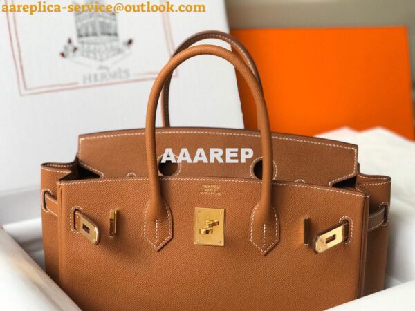 Replica Hermes Birkin Designer Tote Bag Epsom Leather 28356 Brown 4