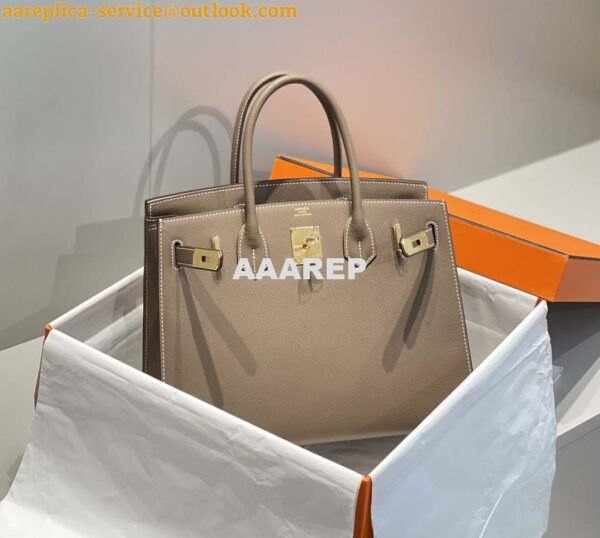 Replica Hermes Birkin Designer Tote Bag Epsom Leather 28369 elephant Gray 4