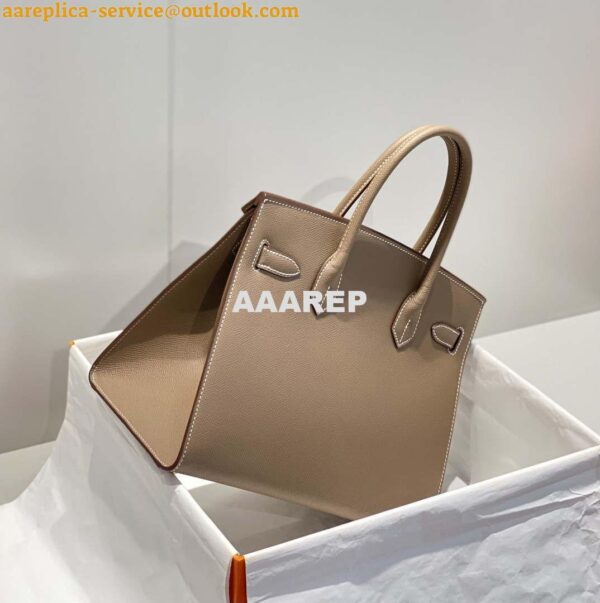 Replica Hermes Birkin Designer Tote Bag Epsom Leather 28369 elephant Gray 5