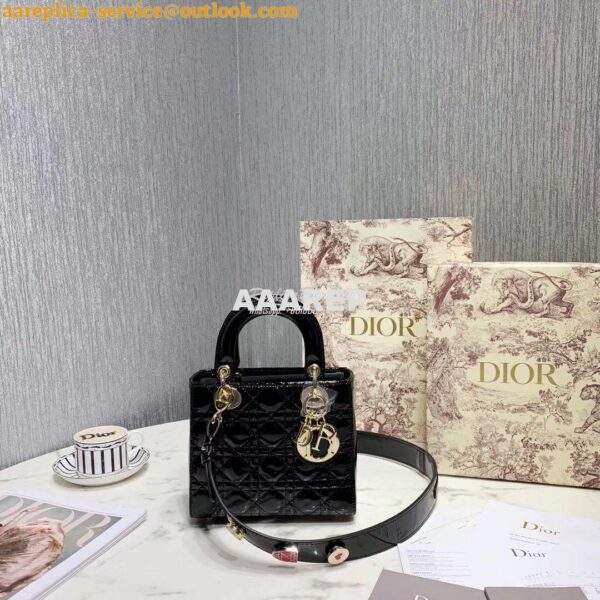 Replica My Lady Dior Bag Patent Calfskin with Customisable Shoulder St