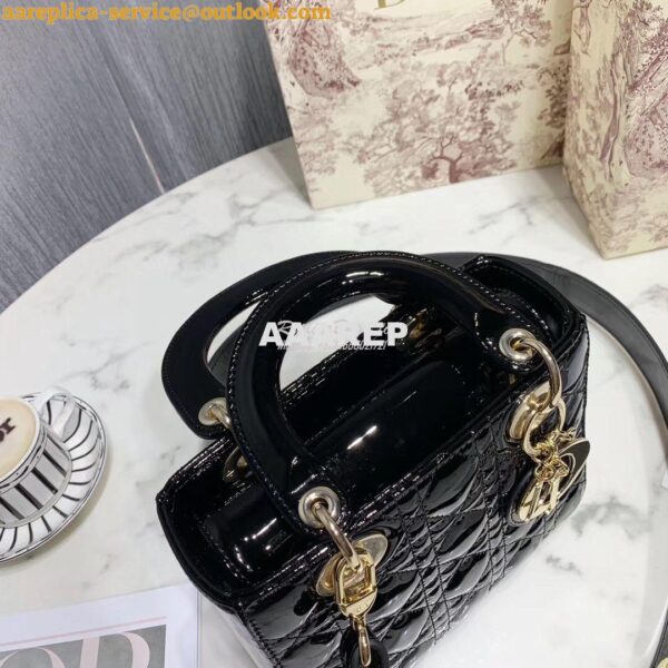 Replica My Lady Dior Bag Patent Calfskin with Customisable Shoulder St 5