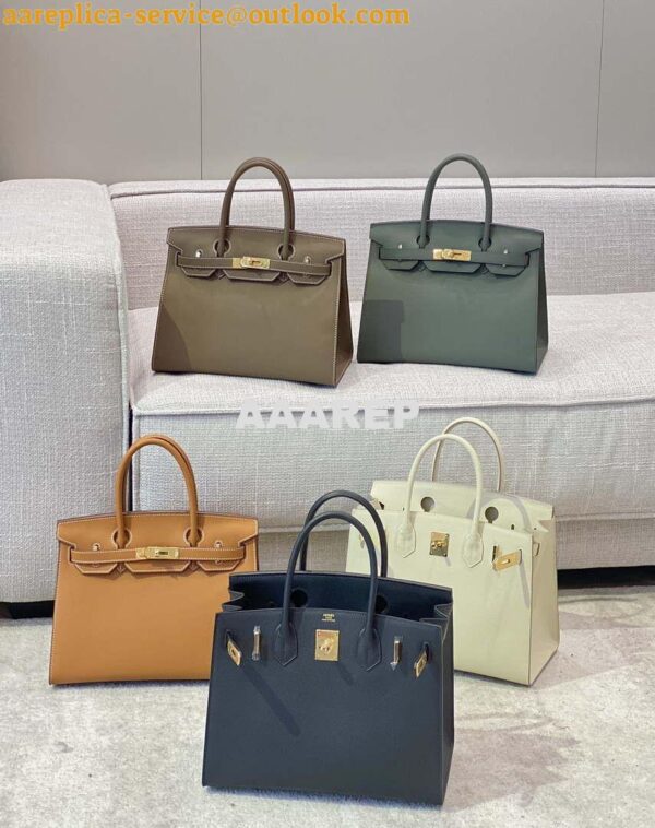Replica Hermes Birkin Designer Tote Bag Epsom Leather 28370 Almond Green 4