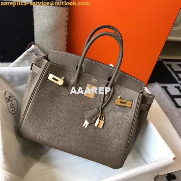 Replica Hermes Birkin Designer Tote Bag Togo Leather 28333 Elephant Grey 12