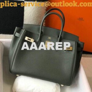 Replica Hermes Birkin Designer Tote Bag Togo Leather 28337 Dark Green 2