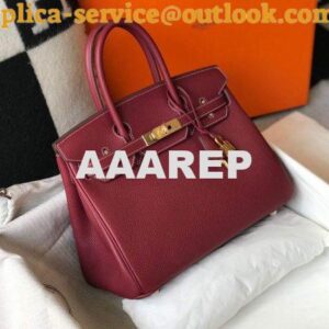 Replica Hermes Birkin Designer Tote Bag Togo Leather 28343 Wine Red 2