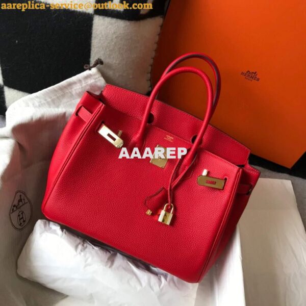 Replica Hermes Birkin Designer Tote Bag Togo Leather 28344 Red 5