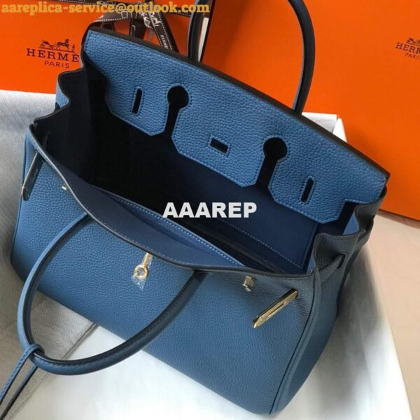 Replica Hermes Birkin Designer Tote Bag Togo Leather 28345 Navy Blue 10