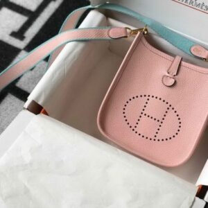 Replica Hermes Evelyne Bag Designer Hermes Mini Crossbody Bag 20380 Gold Pink