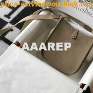 Replica Hermes Evelyne Bag Designer Hermes Mini Crossbody Bag 20382 Gold Buckle Kakhi 2