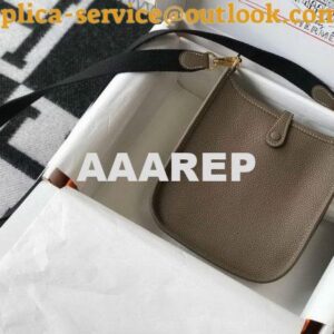 Replica Hermes Evelyne Bag Designer Hermes Mini Crossbody Bag 20384 Gold Buckle Dark Gray 2