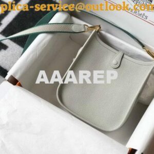 Replica Hermes Evelyne Bag Designer Hermes Mini Crossbody Bag 20388 Gold Buckle Light Gray 2