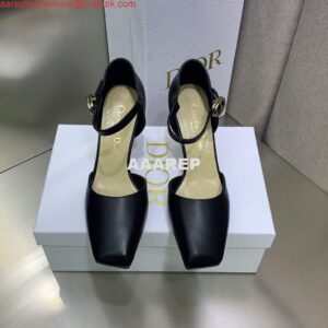 Replica Dior Women's Shoes Rhodes Heeled Shaped and hollow Shoes D88230 Black