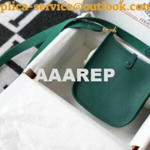 Replica Hermes Evelyne Bag Designer Hermes Mini Crossbody Bag 20389 Gold Buckle Green 2