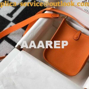 Replica Hermes Evelyne Bag Designer Hermes Mini Crossbody Bag 20390 Gold Buckle Orange 2