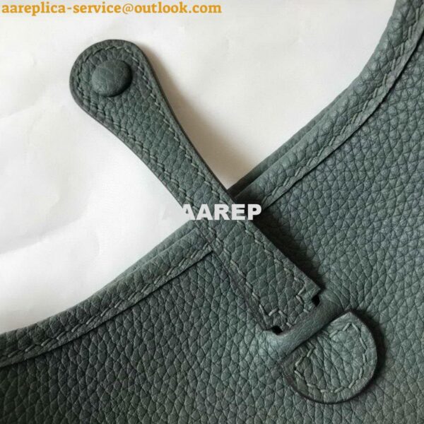 Replica Hermes Evelyne Bag Designer Hermes Mini Crossbody Bag 20391 Gold Buckle Dark Green 8