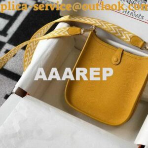 Replica Hermes Evelyne Bag Designer Hermes Mini Crossbody Bag 20392 Gold Buckle Yellow 2