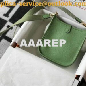 Replica Hermes Evelyne Bag Designer Hermes Mini Crossbody Bag 20393 Gold Buckle Light Green 2