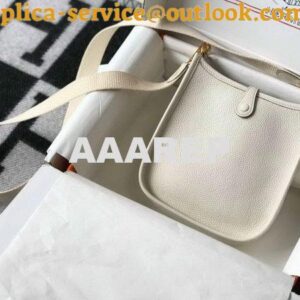 Replica Hermes Evelyne Bag Designer Hermes Mini Crossbody Bag 20396 Gold Buckle Beige 2