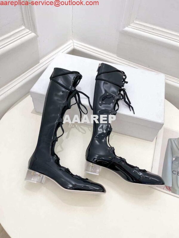 Replica Dior Women‘s KDI760VNI ARTY Hight lace-up ankle boots in black patent and calfskin 6