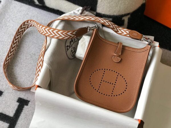 Replica Hermes Evelyne Bag Designer Hermes Mini Crossbody Real Bag 20422 Brown 3