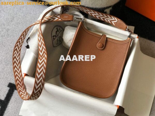 Replica Hermes Evelyne Bag Designer Hermes Mini Crossbody Real Bag 20422 Brown 4