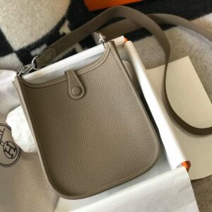 Replica Hermes Evelyne Bag Designer Hermes Mini Crossbody Real Bag 20423 Gray