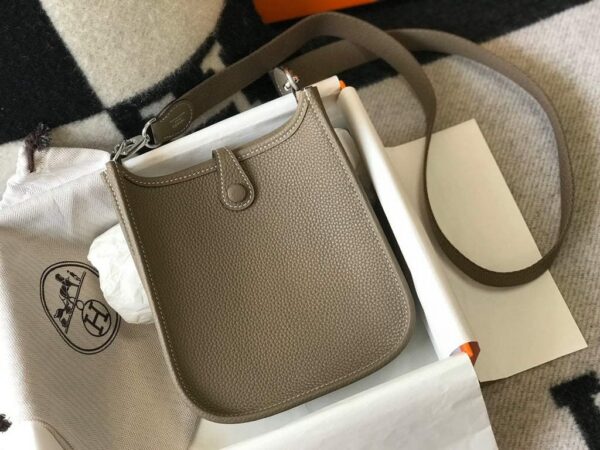 Replica Hermes Evelyne Bag Designer Hermes Mini Crossbody Real Bag 20423 Gray 3