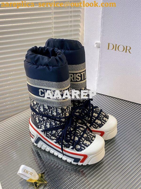 Replica DiorAlps Snow Ankle Boot Deep Blue Dior Oblique Shiny Nylon KC 3